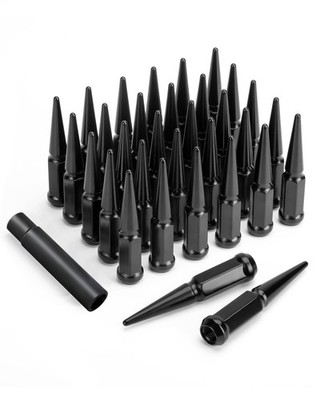Sucoso 9/16-18 Spike Lug Nuts 32pcs Black Ford Dodge Ram