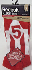 Reebok All Sport Crew SINGLE Sock Youth Small Red White 5 Aegis Antimicrobial