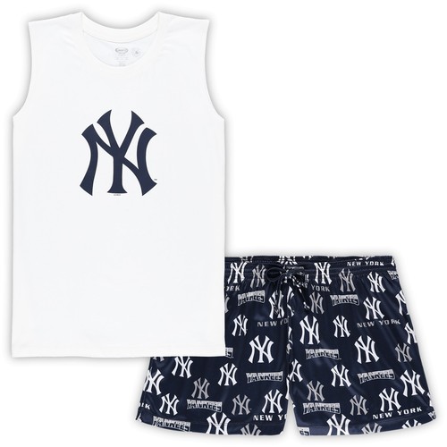 Women's Concepts Sport White/Navy New York Yankees Plus Size Tank Top & Shorts