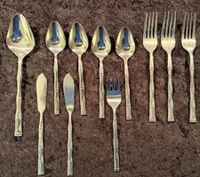 Sunshine Stainless Flatware Bamboo Handle Korea 11 Piece LOT - FREE SHIPPING