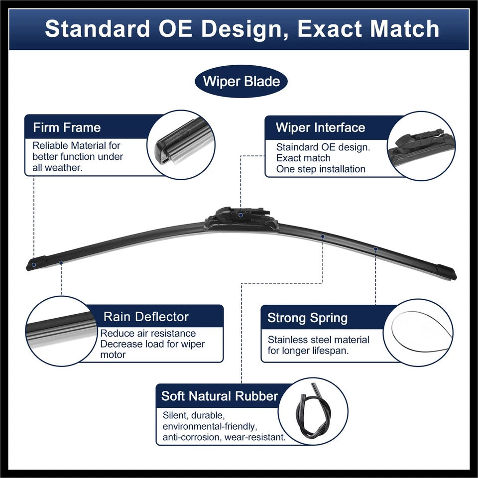 Limpiaparabrisas delantero de silicona 2 piezas para Chevrolet Aveo 11-20 pinch-tab Foto 4 de 4