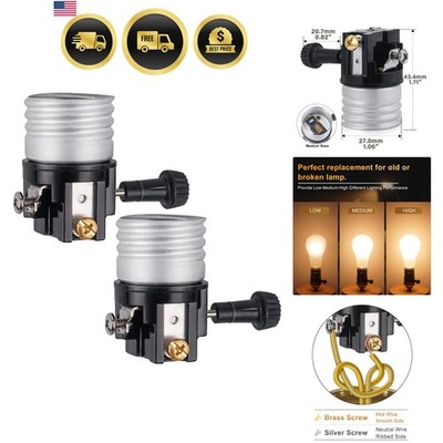 3-Way Lamp Socket Replacement, Turn Switch Knob,  Listed, Low-Medium-High Set...