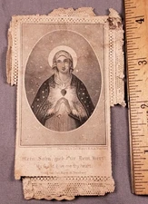 Antique Holy Prayer Card Victorian Lace Immaculate Heart Of Mary Christian C17