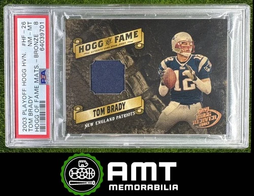 Tom Brady Jersey PSA 8 2003 Playoff Hogg Heaven 72/125 Hogg of Fame Bronze 9701