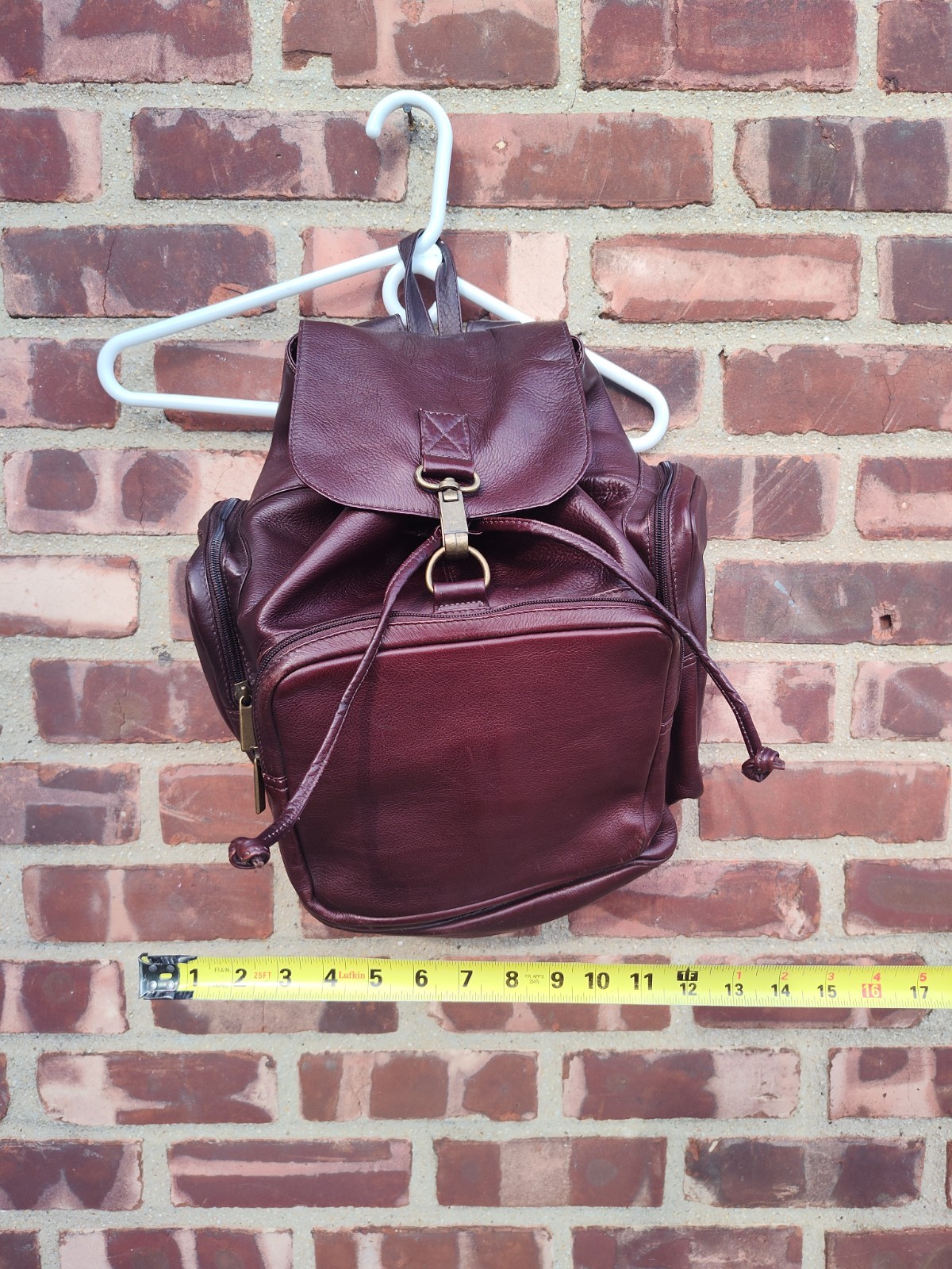 Brown Clava-style Leather Drawstring Backpack - image 5