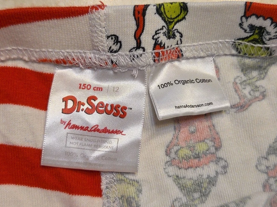 Parte inferior de pijama Hanna Andersson para niñas talla 12 Grinch Navidad algodón orgánico Foto 2 de 3