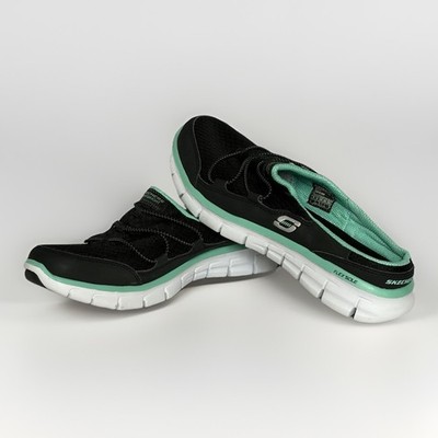 Skechers Sport Women's Size 9 Memory Foam Flex Sole Mules Black Aqua 11865 CCLM