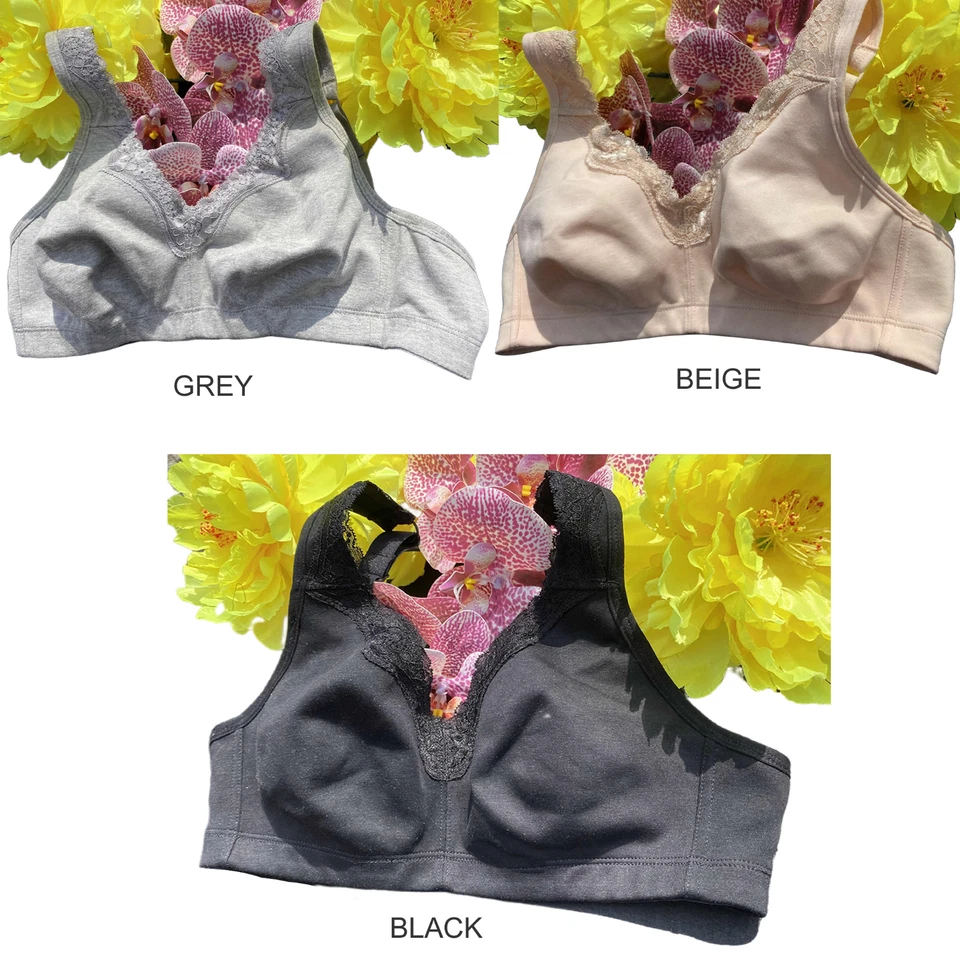 Plus Size Post-Surgery Mastectomy Bra Full Cup Wireless Compression with Pockets - Image 2 of 2