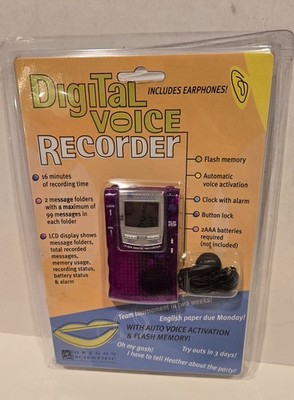 New 2002 Oregon Scientific Digital Voice Recorder Purple w/ Earphones