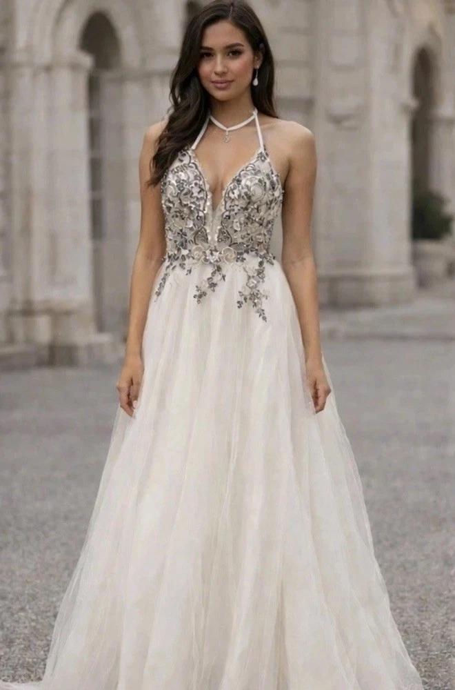 vera wang halter tulle wedding dress Full-Length Neck Dresses for sale mfgstyle_BEBE2314