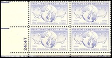 Scott C43 Plate No. Block The 1949 Universal Postal Union Airmail Issue - Mnh Scott C43 Plate No. Block The 1949 Universal Postal Union Airmail Issue - Mnh