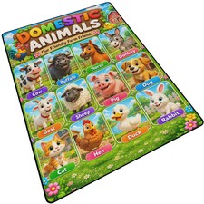 Cute Farm Friends Area Rug Cartoon Animal Toddler Playroom Nursery Floor Carpet