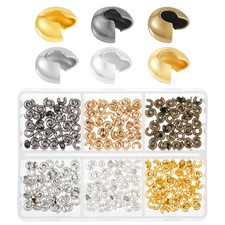 Crimp Bead Covers Half Round Open 300 PCS 0.2in/5mm 6 Colors for Jewelry Making