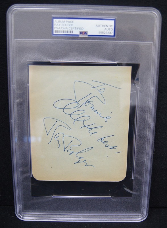 RAY BOLGER 1904-1987 Autographed Album Page PSA/DNA Authentic Scarecrow Of Oz