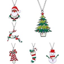 6 PCS Christmas Necklace Set Adjustable Christmas Tree Snowflake Pendant Necklac