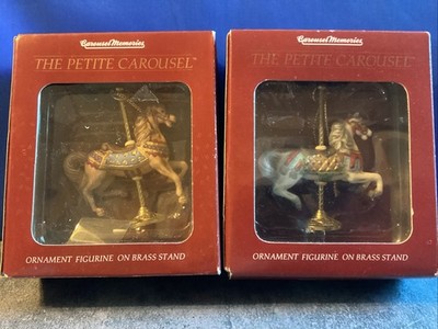 2 Ornaments 3  Carousel Horses On Brass Stands - Carousel Memories - Lot #D211