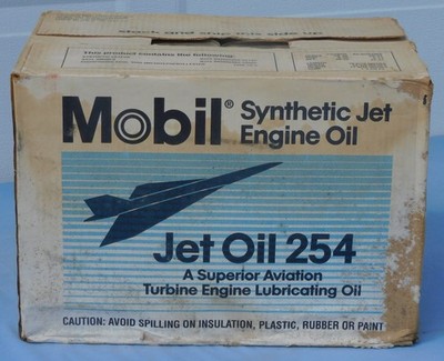 1 Case, 24 Quarts Mobil Synthetic Jet Engine Oil 254 Sealed Cans