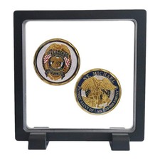 Challenge Coins Display Frame, Clear 3D Floating 4.3" x x 0.8 ", Black