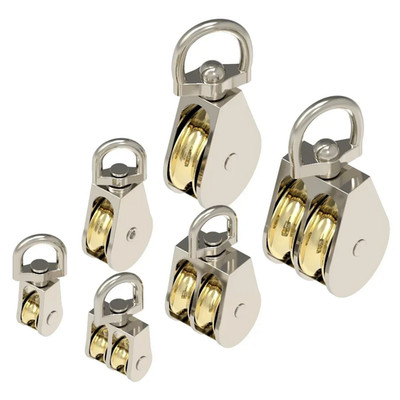 1Pcs 43/58/86Mm Single/Double Wheels Metal Sheave Zinc Alloy Pulley Crown Block 