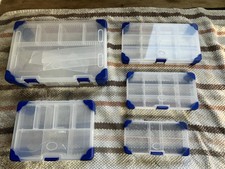 PLASTIC STORAGE COMPARTMENT ORGANISER CONTAINERS x 5