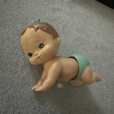 Vintage Tomy Wind Up Crawling Baby-Taiwan Tested/Not Properly Working 1977