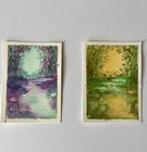 ACEO Watercolor Purple Lagoon Forest Art Card ATC Original by Wicked Carrot Art — photo 2