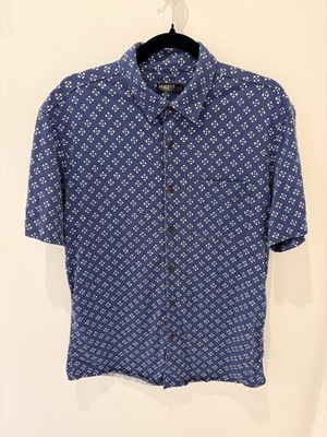 Faherty Men s Hermosa Pima Cotton Short Sleeve Shirt Size M Blue