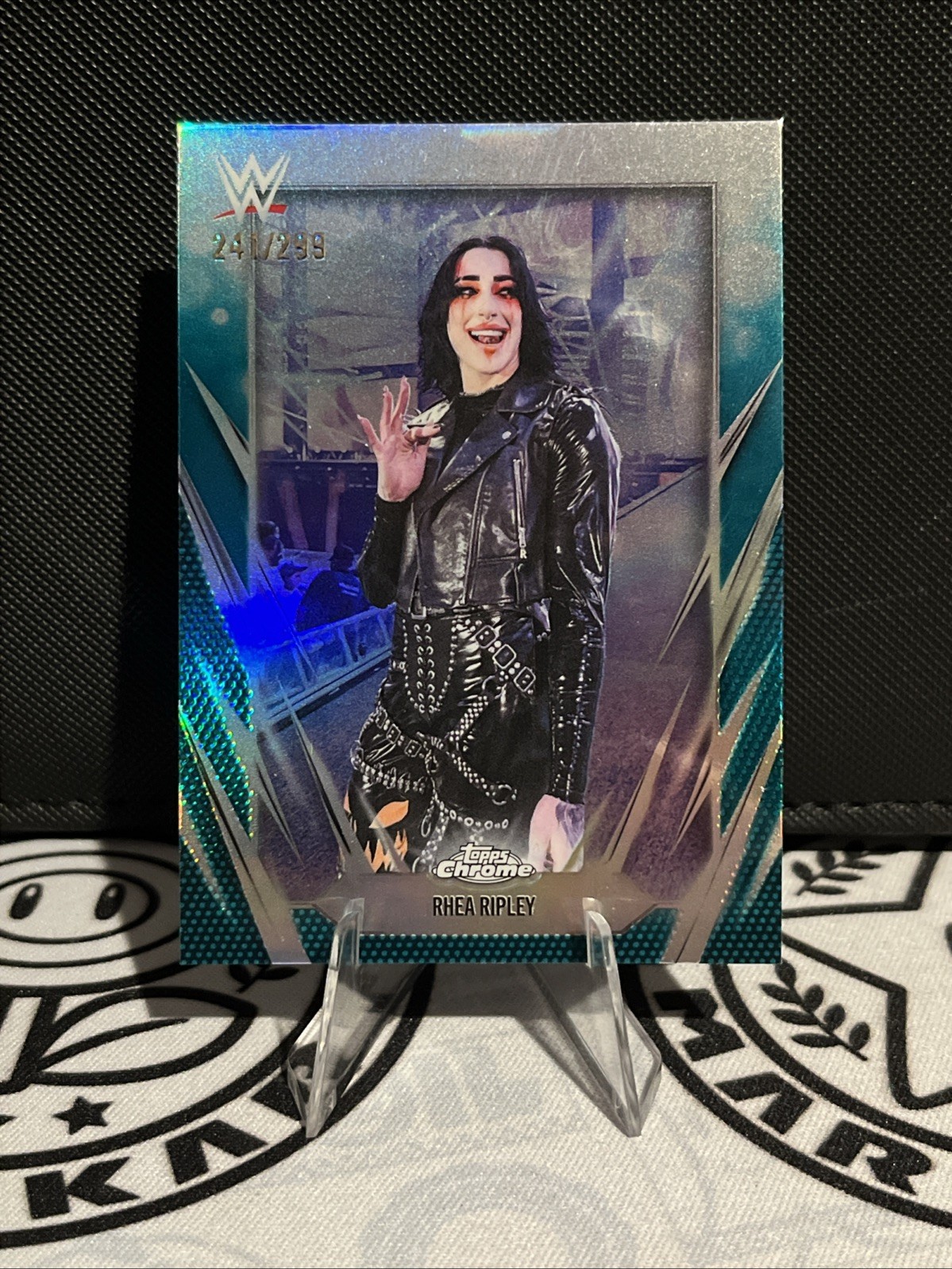 2026 Topps Chrome WWE #20 Rhea Ripley Teal Refractor /299