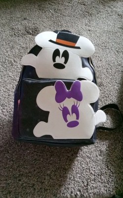 Disney X Bioworld Halloween Glow In Dark Mickey Minnie Ghosts Backpack Brand New