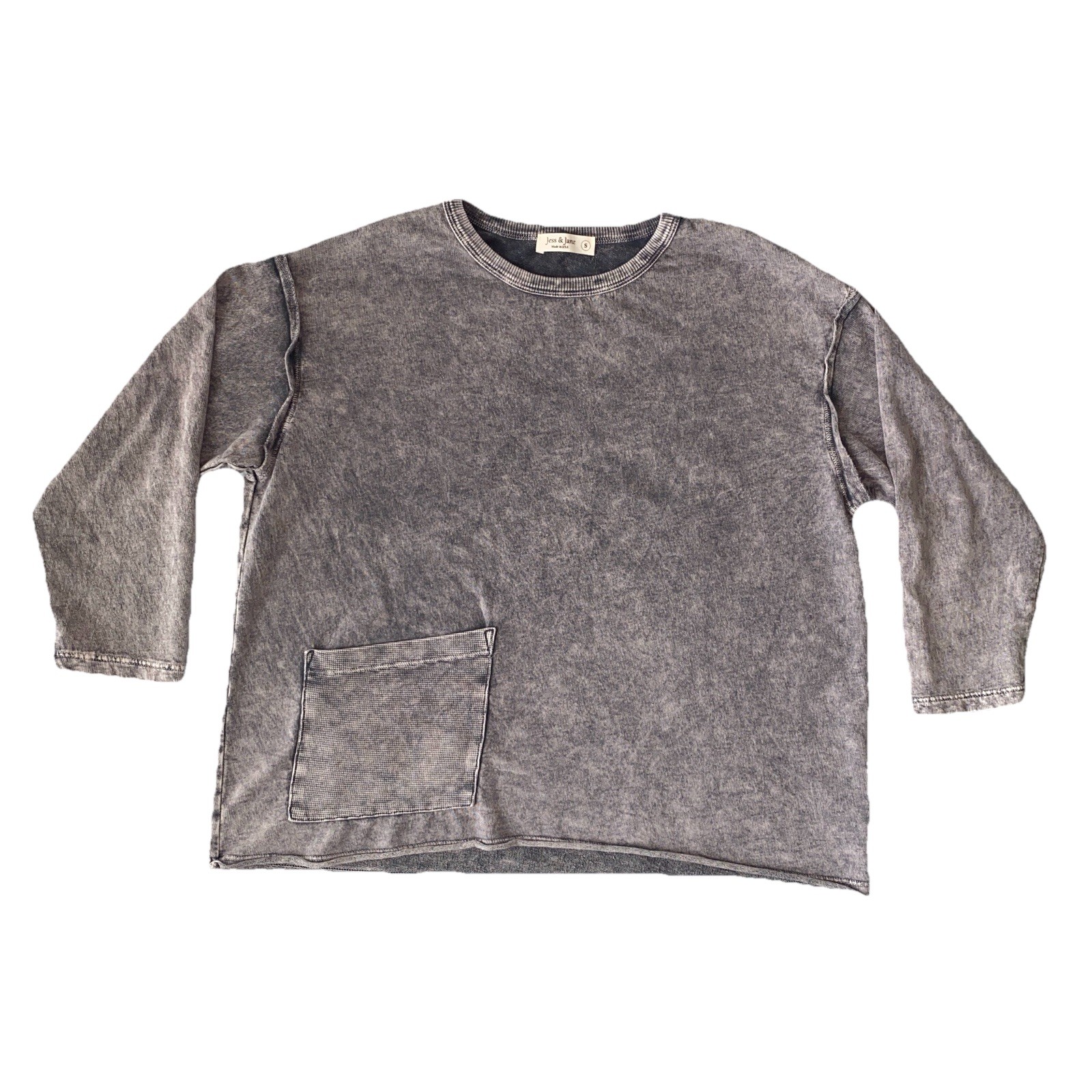 Jess & Jane Womens Small Mineral Washed Cotton Slub Tunic Top Gray