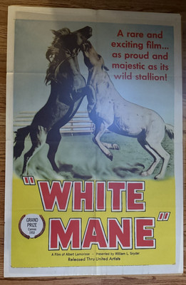 WHITE MANE Original 1954 1-Sheet Movie Poster CANNES Grand Prize Winner 27x41