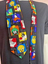 VTG 1995 NWT Looney Tunes Mania 100 Silk Woven Cartoon necktie tie bugs bunny
