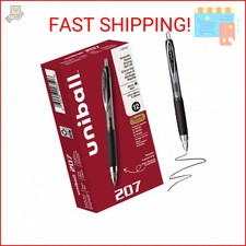 uniball 207 Gel Pens, Black Ink, 0.38mm Ultra Micro Point, Retractable, 12 Coun