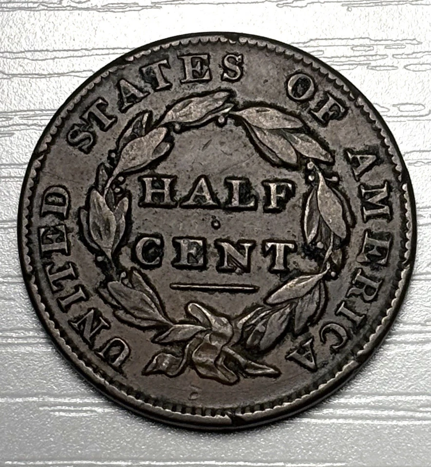 1835 Classic Head Half Cent. F+/VF Details. Low Mintage, Key Date. Nice Old Coin - Image 2 of 2