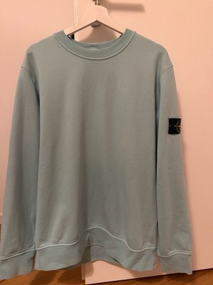 Stone Island Herren Pullover Sweatshirt Rundhals Türkis Baumwolle Logo-Patch