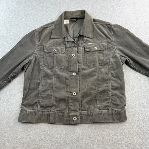 Diesel Jacket Womens Large Green Long Sleeve Corduroy Button Front Casual Ladies - Picture 4 of 13