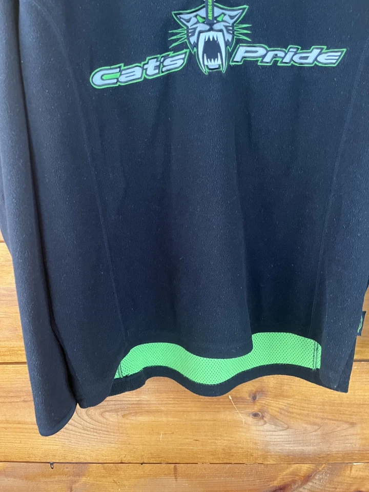 Vintage Arctic Cat Cats Pride Large Fleece Pullover Black/Green Snowmobile USA - Image 3 of 4