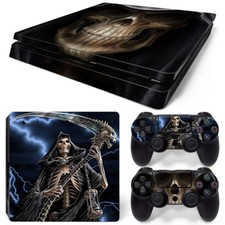For PS4 Slim Console  2 Controllers Grim Reaper Decal Vinyl Skin Wrap Sticker