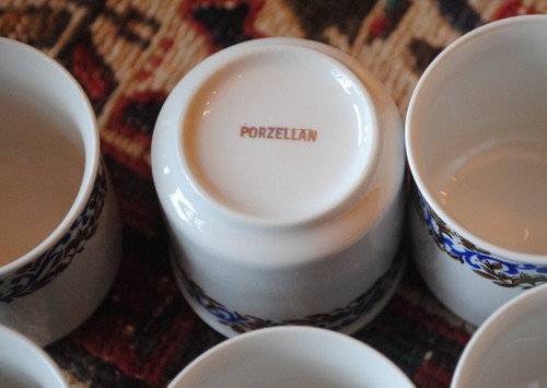 MCM ITALIENISCHES PORZELLAN EXPRESSO HEISSE SCHOKOLADE TASSEN SERVICE FÜR 6 - Bild 2 von 7