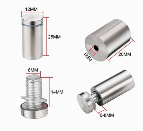 OD 12mm-25mm Stand off Fixings Stainless Steel Mounts Nails Sign Fitting Bolts - Picture 14 of 35