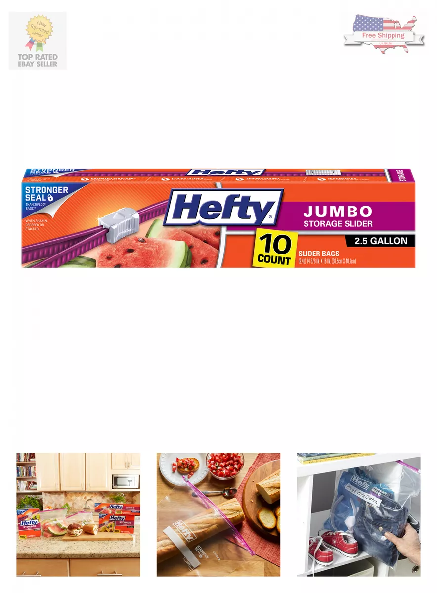 Hefty Slider Bags, Jumbo, Storage, 2.5 Gallon - 10 bags