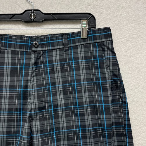 Ben Hogan Performance Golf Shorts Men's Size 32 - Black Gray Blue Plaid Mid Rise - Picture 2 of 12