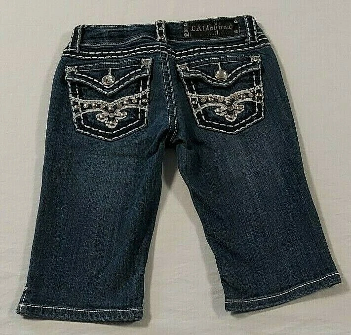 Shorts jeans feminino LA Idol azul, tamanho 1 - Imagem 4 de 4