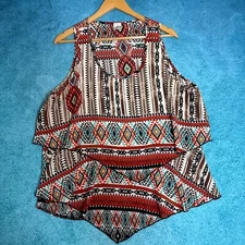 Libian Women's Sz 2XL Boho Layered Cami Tank Top Vintage Style Flowy Sleeveless