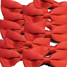 Lot of One Dozen 12 Mens Red Bow Ties, Pretied  Banded NEW Wholesale