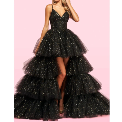 Celebrity Inspired Prom Chiffon Spaghetti Strap Tulle Dress | eBay