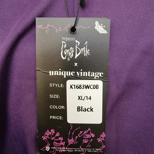 Unique Vintage Black Corpse Bride Vegan Leather Jacket, Size XL (14), $75 NWT - Picture 7 of 9