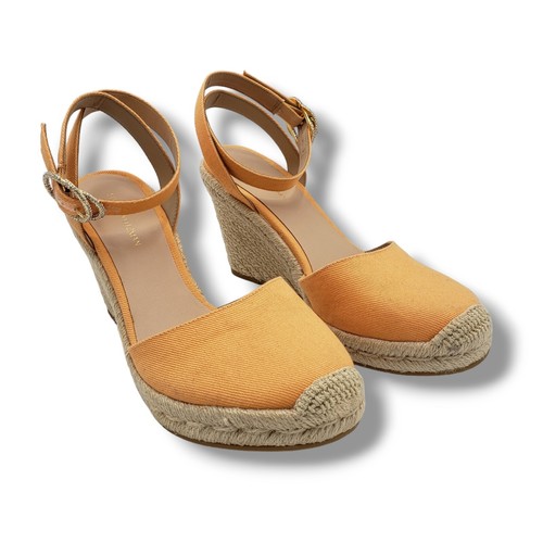 Stuart Weitzman Espadrille Wedge Sandal Womens 8 Mango Orange - Picture 4 of 9