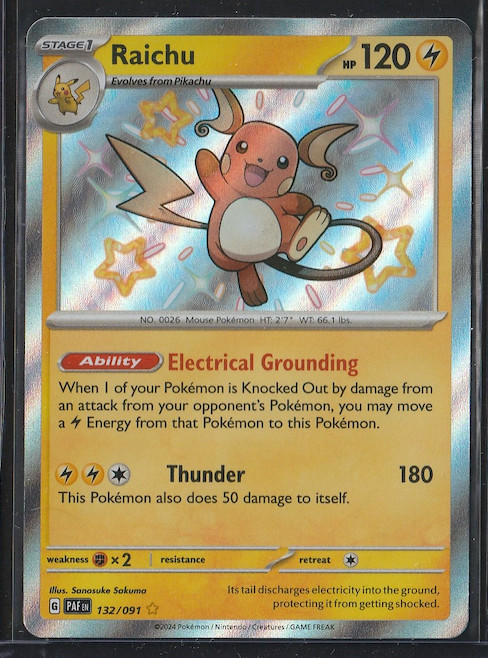 Pokémon TCG Raichu Scarlet & Violet: Paldean Fates 132/091 Holo Shiny Rare