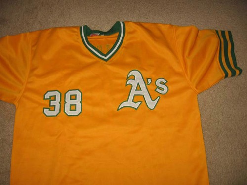 oakland as gene tenace signed yellow jersey with 3x ws champs w